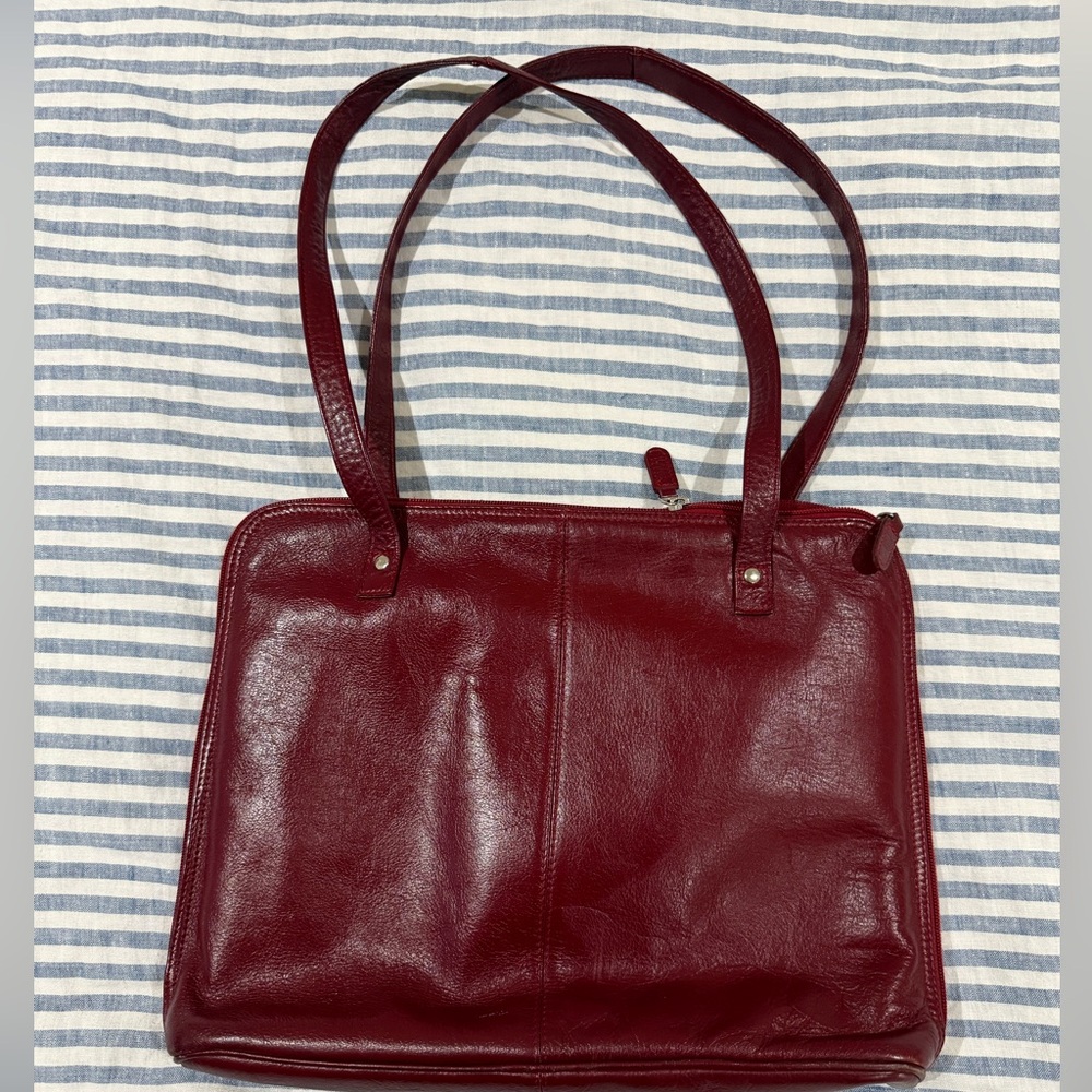 Clarita Accessories Burgundy Leather Tote Bag / Briefcase